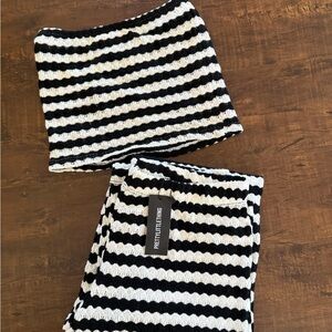 PrettyLittleThing Monochrome Striped Pant Set